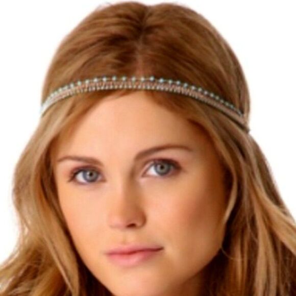Dauphine New York Gold Goddess Boho Festival Headband HeadPiece Pearl Turquoise - Picture 1 of 7